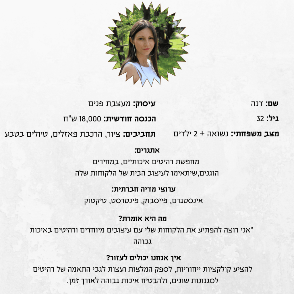 דוגמא לפרסונה בתחום הרהיטים